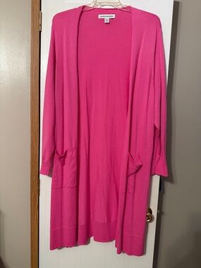 Amazon Essentials Women’s Open-Front Long Cardigan Sweater - Bright Pink
